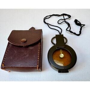 Vintage Pasto Germany Lensatic Metal Compass with Leather Case